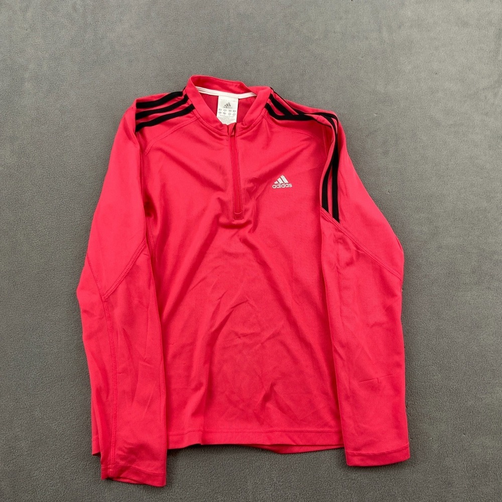 Adidas Formotion Track Jacket Womens Medium Coral Pink Striped Mock Neck 1/4 Zip